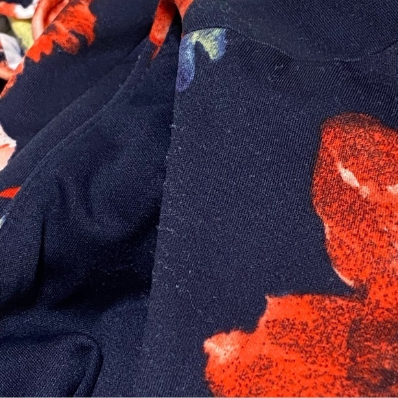 Donna Ricco Tropical Floral Cupcake Hem Scuba Sheath Dress Navy Size 10 - Picture 5 of 9